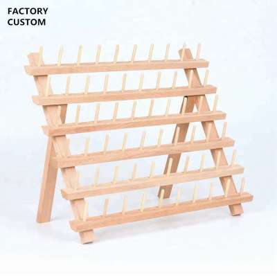 60-Spool Sewing Thread Rack Wooden Embroidery Thread Organizer